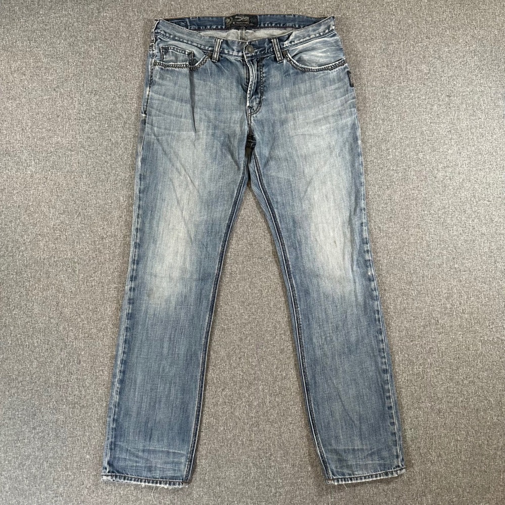Silver Jeans Co Nash Slim Fit Mens 32x32 Light Wash Blue Denim Y2K Pants